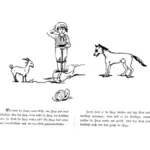 Vektor illustration av ung pojke mellan get och wolf